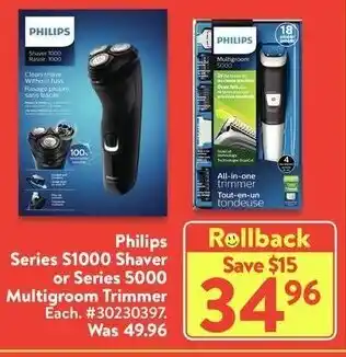 Walmart Philips Series S1000 Shaver offer