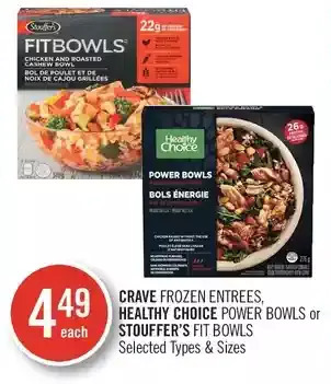 Shoppers Drug Mart Crave Frozen Entrees, Healthy Choice Power Bowls or Stouffer's Fit Bowls offer