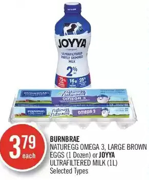 Shoppers Drug Mart Burnbrae Naturegg Omega 3, Large Brown Eggs or Joyya Ultrafiltered Milk offer