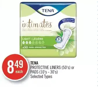 Shoppers Drug Mart Tena Protective Liners or Pads offer