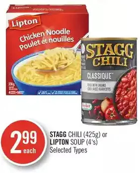 Shoppers Drug Mart Stagg Chili or Lipton Soup offer