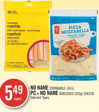 Shoppers Drug Mart No Name Stringable, PC or No Name Shredded Cheese offer