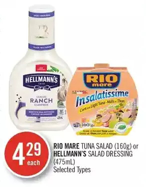Shoppers Drug Mart Rio Mare Tuna Salad or Hellmann's Salad Dressing offer