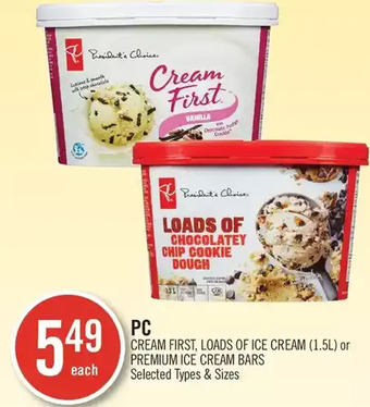 Shoppers Drug Mart PC Cream First, Loads of Ice Cream or Premium Ice Cream Bars offer