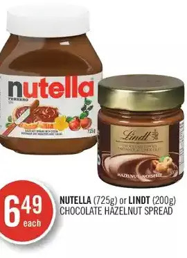 Shoppers Drug Mart Nutella or Lindt Chocolate Hazelnut Spread offer