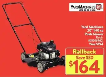 Walmart Yard Machines offer