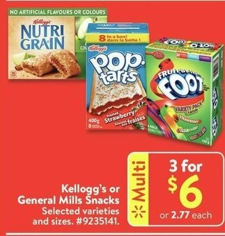 Walmart Kellogg's or General Mills Snacks offer