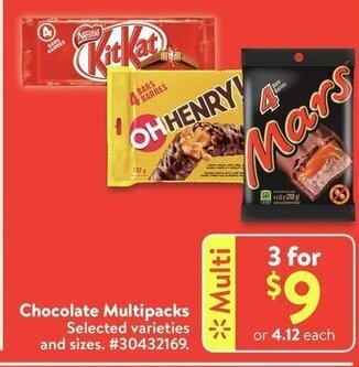 Walmart Chocolate Multipacks offer