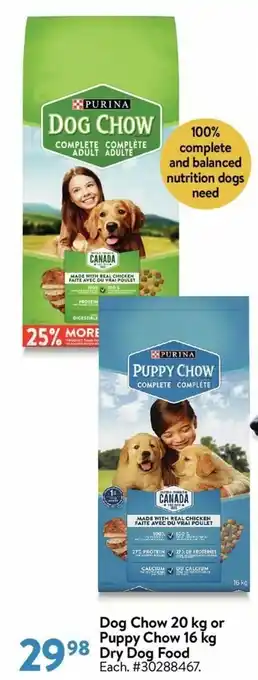 Walmart Dog Chow 20 kg or Puppy Chow 16 kg offer