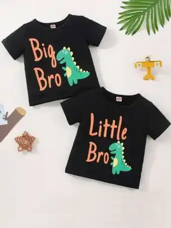 SheIn Baby 2pcs dinosaur and letter graphic tee offer