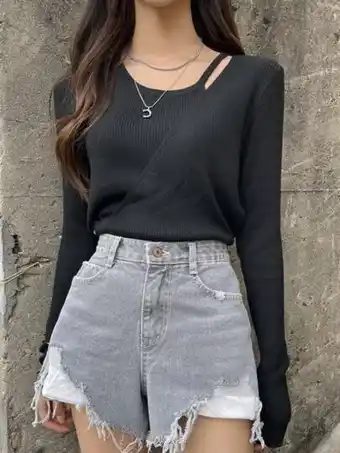 SheIn Cut out rib knit sweater offer