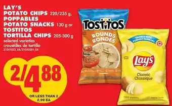 No Frills Lay's Potato Chips, Poppables Potato Snacks or Tostitos Tortilla Chips offer