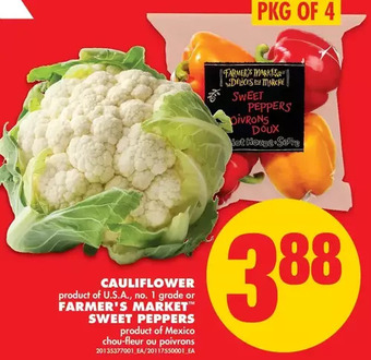 No Frills Cauliflower or Farmer's Market Sweet Peppers offer