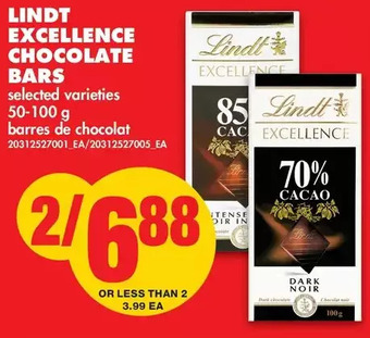 No Frills Lindt Excellence Chocolate Bars offer