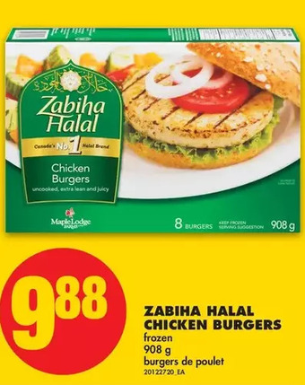 No Frills Zabiha Halal Chicken Burgers offer