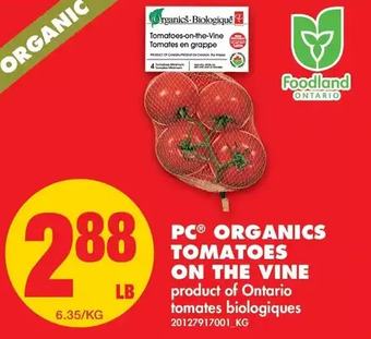 No Frills PC Organics Tomatoes on The Vine offer