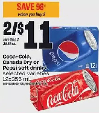 Loblaws Coca-Cola, Canada Dry or Pepsi Soft Drinks offer