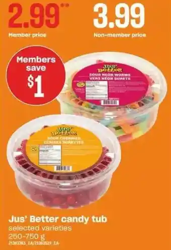 Loblaws Jus' Better Candy Tub offer