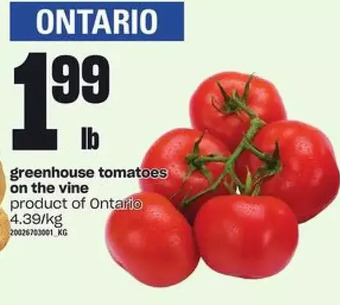 Loblaws Greenhouse Tomatoes on the Vine offer