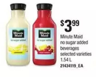 Loblaws Minute Maid No Sugar Added Beverages offer