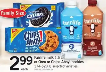 Fortinos Fairlife Milk or Oreo or Chips Ahoy! Cookies offer