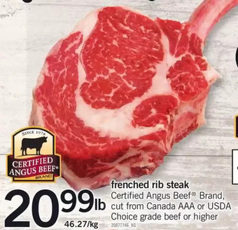 Fortinos Frenched Rib Steak offer