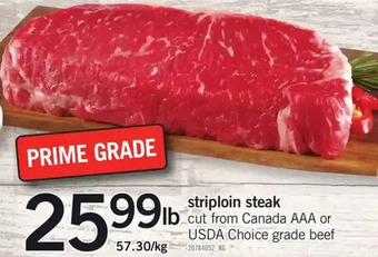 Fortinos Striploin Steak offer