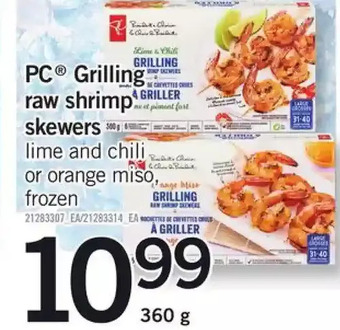 Fortinos PC Grilling Raw Shrimp Skewers offer