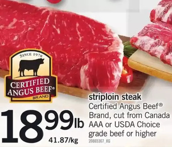 Fortinos Striploin Steak offer