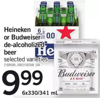 Fortinos Heineken or Budweiser De-Alcoholized Beer offer
