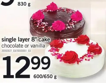 Fortinos Single Layer 8" Cake offer