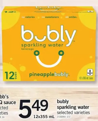 Fortinos Bubly Sparkling Water offer