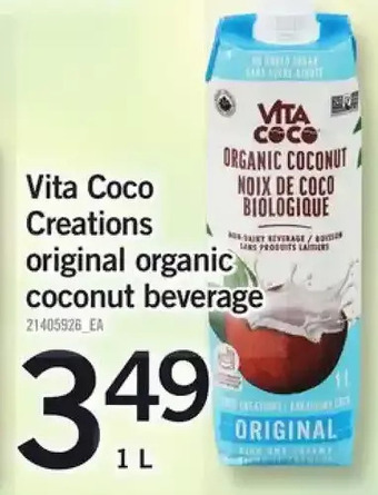 Fortinos Vita Coco Creations Original Organic Coconut Beverage offer