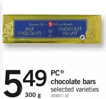 Fortinos PC Chocolate Bars offer