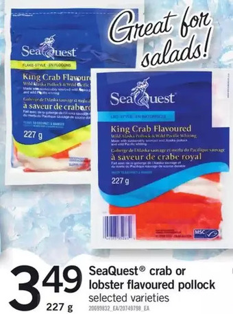 Fortinos Seaquest Crab or Lobster Flavoured Pollock offer