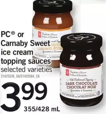 Fortinos PC or Carnaby Sweet Ice Cream Topping Sauces offer