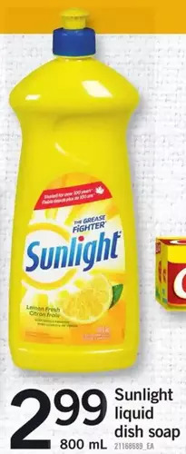 Fortinos Sunlight Liquid Dish Soap offer