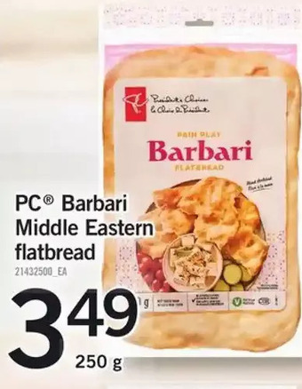 Fortinos PC Barbari Middle Eastern Flatbread offer