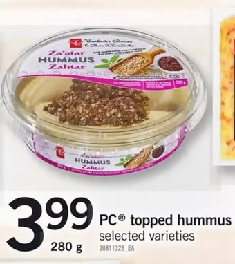 Fortinos PC Topped Hummus offer