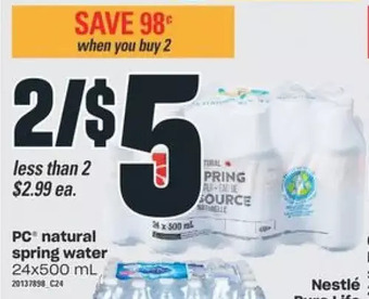 Valu-mart PC Natural Spring Water offer