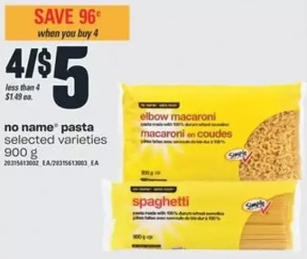 Valu-mart No Name Pasta offer
