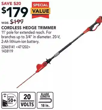 RONA Cordless Hedge Trimmer 11' offer