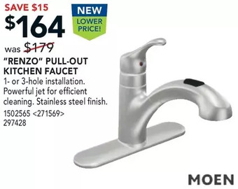 RONA Moen "Renzo" Pull-Out Kitchen Faucet offer