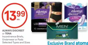 Remedy's RX Always Discreet | Tena Incontinence Briefs, Underwear or Pads offer