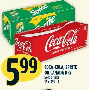 Marché Adonis Coca-Cola, Sprite or Canada Dry Soft Drinks offer