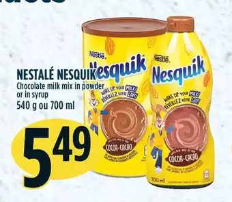 Marché Adonis Nestlé Nesquik Chocolate Milk Mix in Powder or in Syrup offer