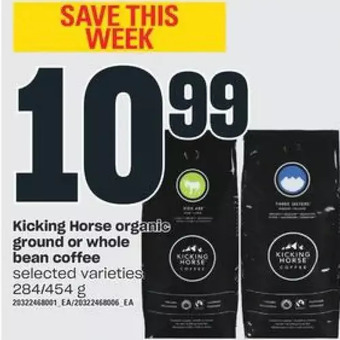 Independent Grocer Kicking Horse Organic Ground or Whole Bean Coffee offer