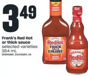 Independent Grocer Frank's Red Hot or Thick Sauce offer