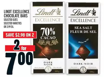 Metro Lindt Excellence Chocolate Bars offer