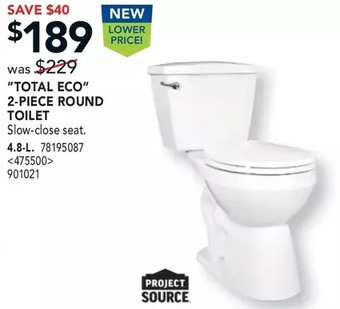 Lowe's Project Source "Total Eco" 2-Piece Round Toilet offer